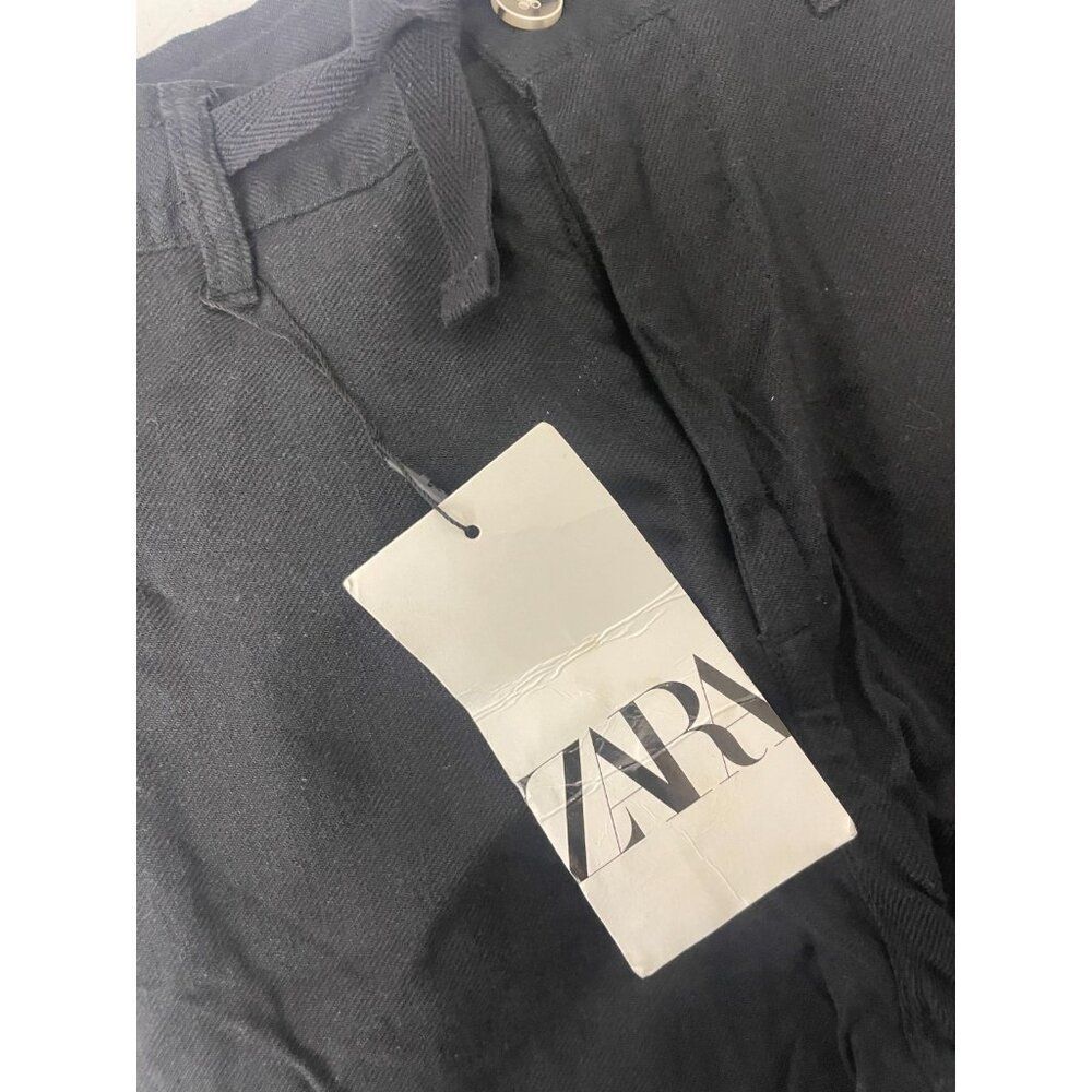Zara Mens Pants EU 36 US 29 Black Straight Cotton Linen Trousers 8574/303 NWT - Picture 5 of 12